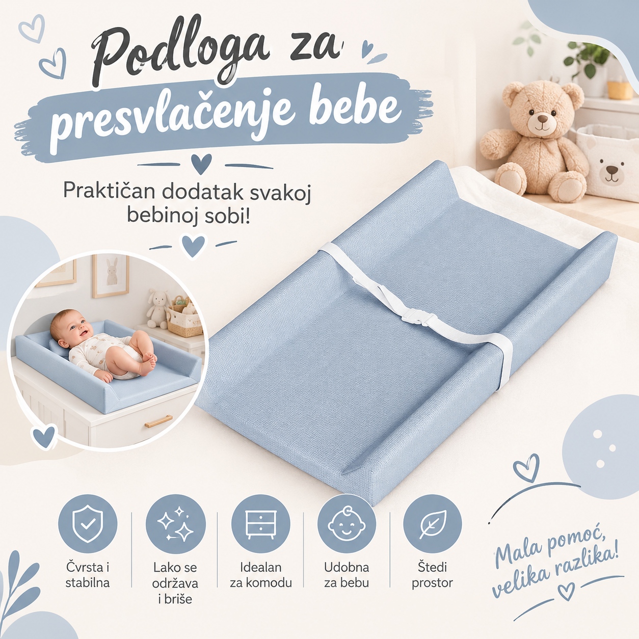 Podloga za presvlačenje bebe
